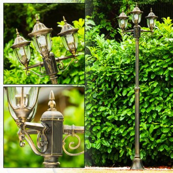 Ribadeo Lamp Post black-gold, 3-light sources