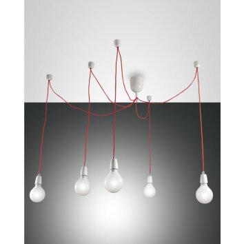 Fabas Luce BLOG Pendant Light red, white, 5-light sources