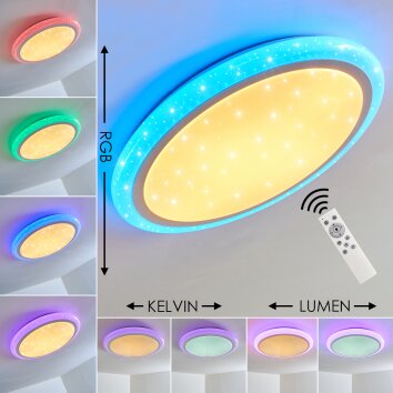 Lowell Ceiling light LED white, 2-light sources, Remote control, Colour changer