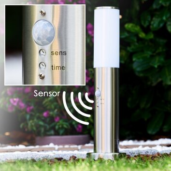 Caserta pedestal light stainless steel, 1-light source, Motion sensor