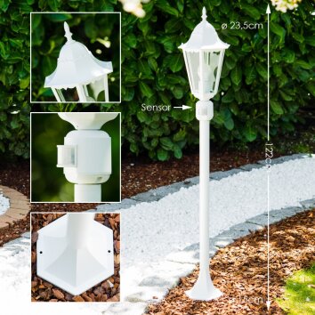 Bristol outdoor floor lamp white, 1-light source, Motion sensor
