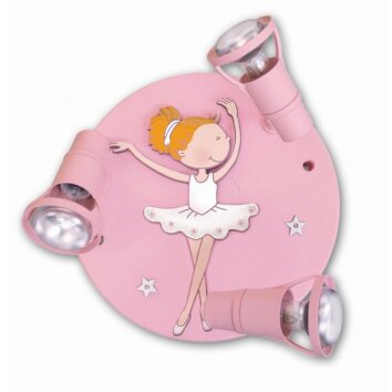 Waldi Ballerina round ceiling light pink, 3-light sources