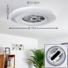 PETROVAC ceiling fan LED chrome, white, 1-light source, Remote control