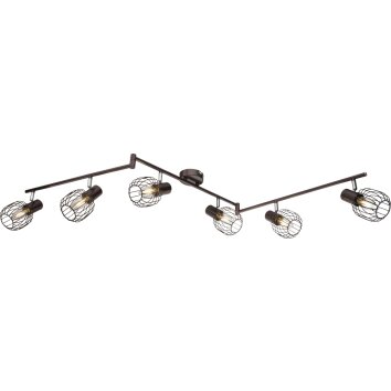 Globo Akin ceiling spotlight brown, 6-light sources
