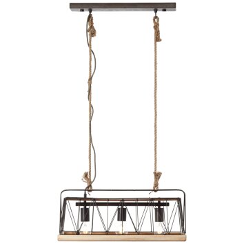 Brilliant NARCY Pendant Light Dark wood, 3-light sources