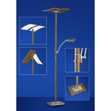 Floor Lamp B-Leuchten DUO LED Dark wood, matt nickel, 2-light sources