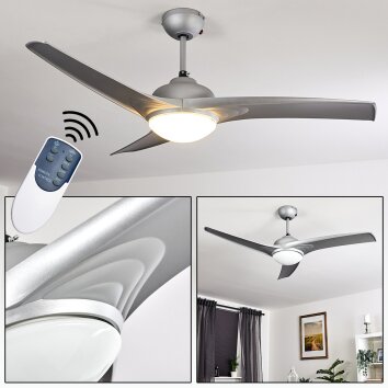 SANFORD ceiling fan silver, 1-light source, Remote control