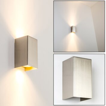 Tabera wall light brushed steel, 2-light sources