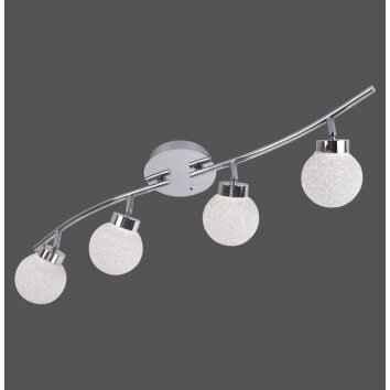 Leuchten Direkt MIKO Ceiling Light LED chrome, 4-light sources, Remote control, Colour changer