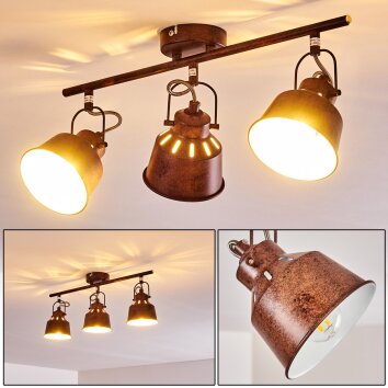 Safari Ceiling Light rust-coloured, 3-light sources