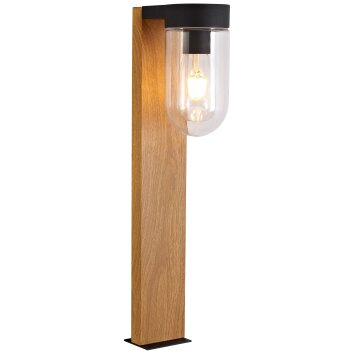 Brilliant CABAR pedestal light Dark wood, black, 1-light source