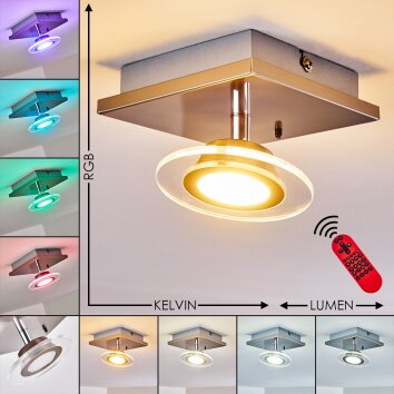 Marsen Ceiling Light LED matt nickel, 1-light source, Remote control, Colour changer