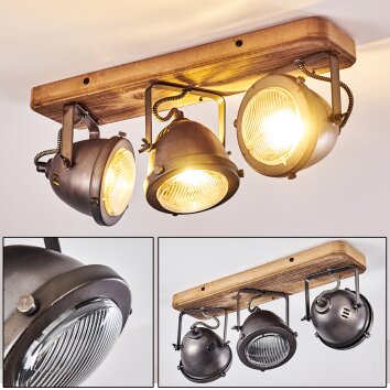 Ceiling Light Glostrup brown, stainless steel, 3-light sources