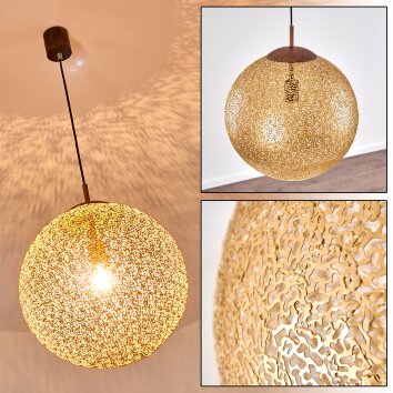 VIGRA Pendant Light brown, gold, 1-light source