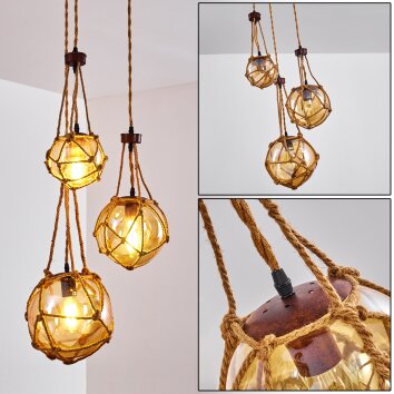 Pendant Light Eslov brown, rust-coloured, 3-light sources
