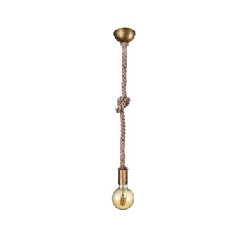 Trio Leuchten CORD Pendant Light brown, brass, 1-light source