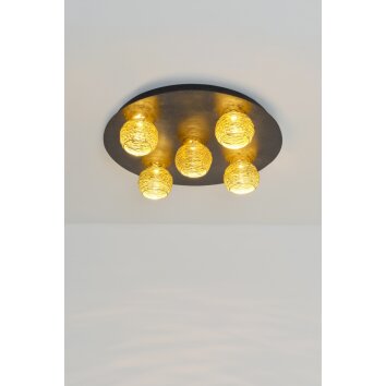 Holländer CARILLON Ceiling light LED brown, gold, black, 5-light sources
