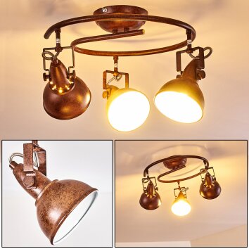 Ceiling Light Tina rust-coloured, 3-light sources