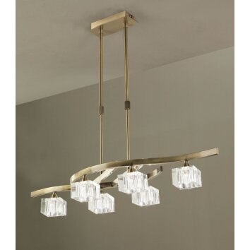 Mantra Cuadrax hanging light brass, 6-light sources