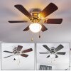 TRILLO ceiling fan grey, Light wood, matt nickel, 1-light source