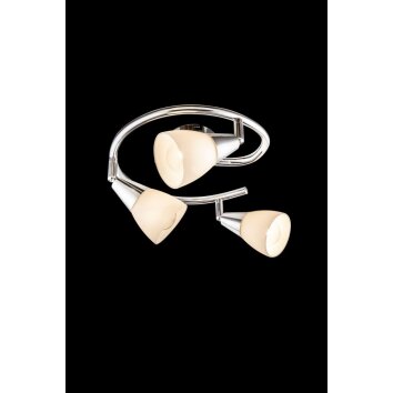 Globo ceiling light chrome, glass, 3-light sources