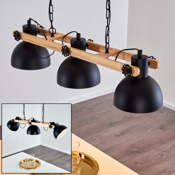 Chetco Pendant Light Light wood, black, 3-light sources